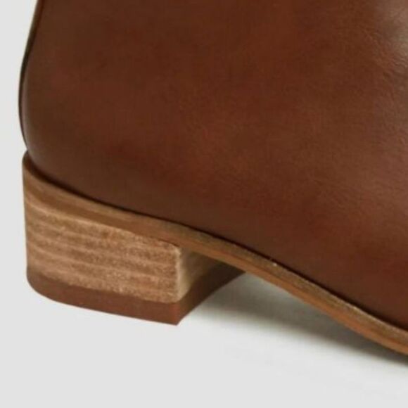 BeastโFashion PU Leather Block Heel Ankle Boots Brown Womens 7.5 Shoe - Picture 4 of 5